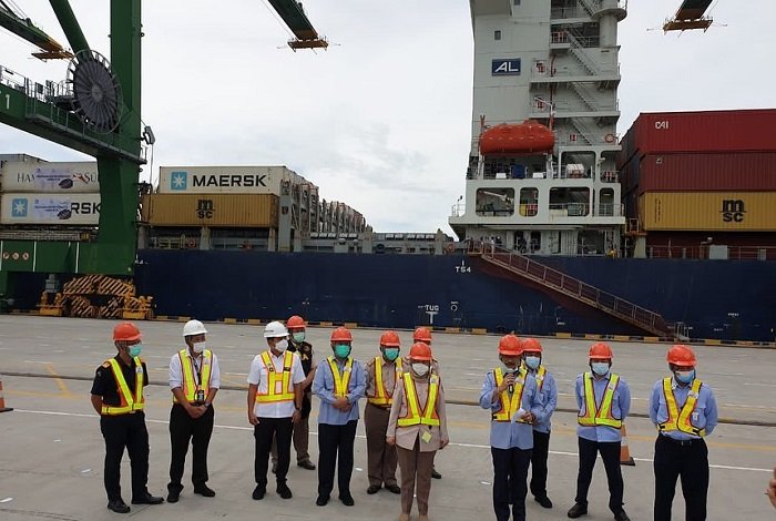 Pelepasan ekspor perikanan sebanyak 1.739 ton di New Priok Container Terminal (NPCT 1). /Instagram.com/@humasbkipm.