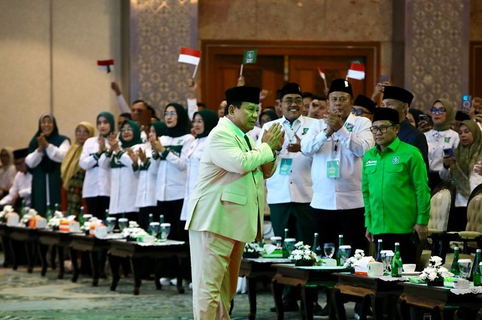 Presiden RI terpilih Prabowo Subianto menghadiri acara 'Forum Legislator PKB' yang digelar di Grand Sahid Jaya, Jakarta. (Dok. Tim Media Prabowo)

