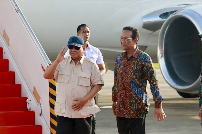 Presiden RI Prabowo Subianto tiba di Bandara Adi Sucipto Yogyakarta. (Dok. Tim Media Prabowo)