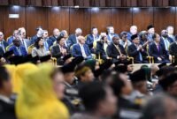 Presiden RI Prabowo Subianto mengucapkan terima kasih atas kehadiran 19 pimpinan negara dan 15 utusan khusus yang hadir di acara pelantikannya di gedung MPR/DPR. (Facebook.com @Setkab RI)

